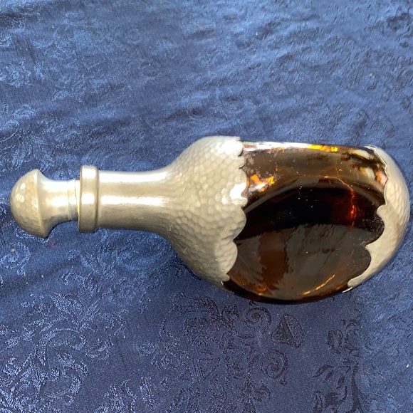 KMD Royal Holland Daalderop Pewter & Amber Pinched Glass Bottle Decanter - Picture 10 of 13